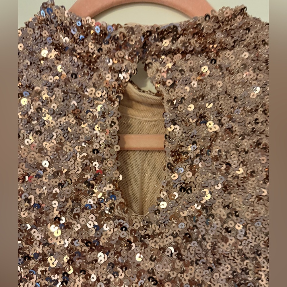 Boston Proper Sequin Blouse in Bronze - Picture 7 of 9